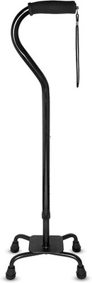 RMS Quad Cane - Adjustable Walking with 4-Pronged Base for Extra Black 
