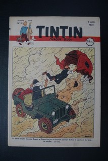 RARE JOURNAL TINTIN FRANCAIS N° 32 1949 MAGNIFIQUE COUVERTURE SIGNEE HERGE TBE