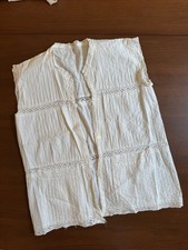 Antique Edwardian Cotton Lace Corset Cover / Camisole 1900  1920s   MOP Buttons