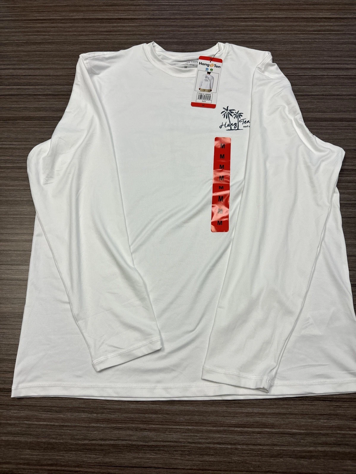 Hang Ten Men's Long Sleeve Sun Tee, White, sz M
