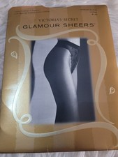 Vtg Victorias Secret Glamour Sheers Lace High Cut Panty Pantyhose Sz L- Black