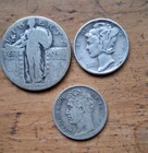 3 coin lot-worn liberty quarter-Liberty silver dime Date?-Charles 1828 1/2 F Fra