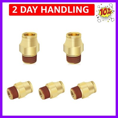 1/2'' DOT Brass Push to Connect Air Line Fittings 5 PCS, 1/2'' OD Tube x 3/8'' N...
