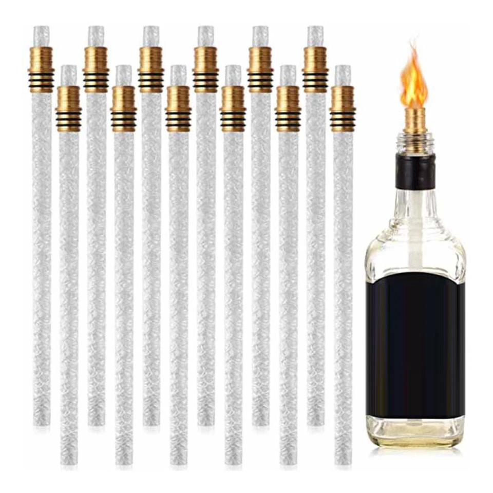 10PCS Wine Bottle Torch Wicks Kit Fiberglass Wicks With Brass Torch Wick Holder☚ - Image 4 of 4