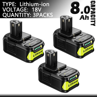 3x 18V 8.0Ah Battery For Ryobi P108 ONE Plus P107 RB18L50 RB18L26 High Capacity