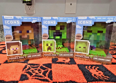 Minecraft Paladone Icons Creeper Zombie & Steve Night Light Lamp Set #1,3,4 New