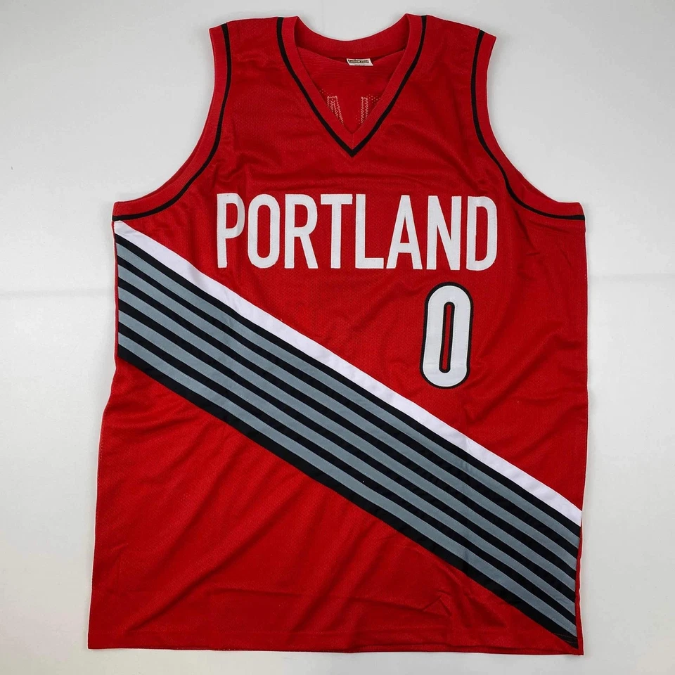 Autographed/Signed Damian Lillard Portland Red Basketball Jersey JSA COA - Image 4 of 4