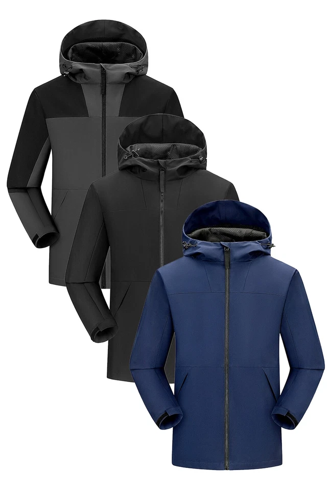 Men's Jacket Lightweight Hooded Zip Coat Thermal Outerwear Dry Cool Windproof - Image 2 of 4