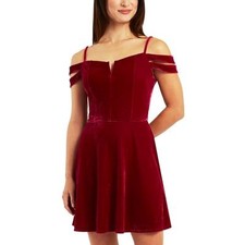 BCX Women's Juniors Notched Neck Mini Cocktail and Party Dress