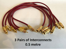 Chord Company Crimson RCA Interconnect Cables – 3 Pairs – 0.5m – HiFi Audio