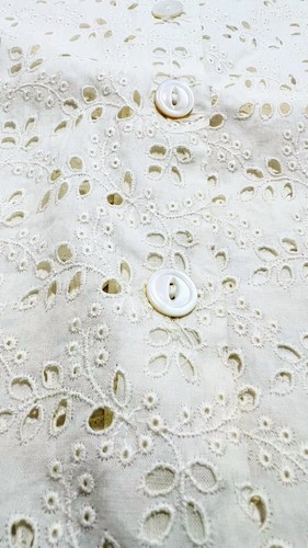 Vintage romantische Ösen Prärie Bluse Cottage-Core Top Gr. XS/S Elfenbein Maßanfertigung - Bild 8 von 9