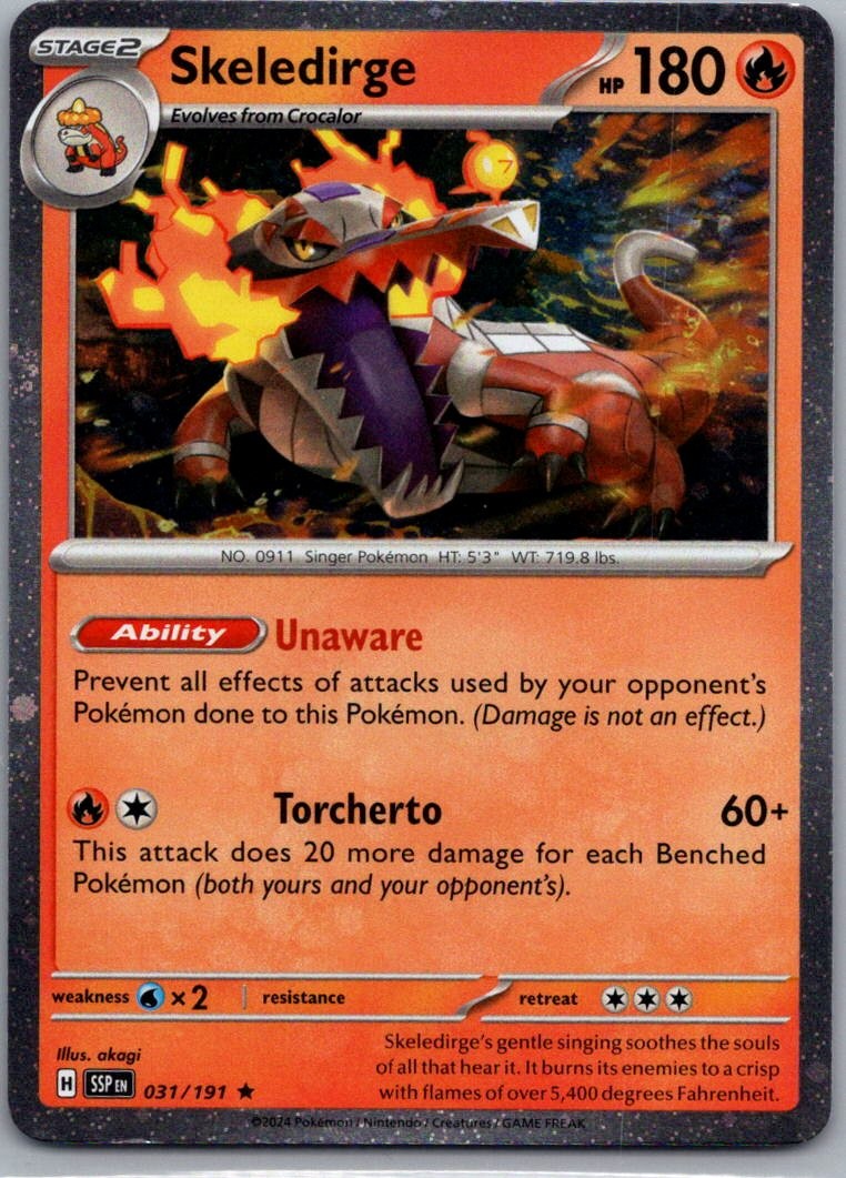 Skeledirge - (Cosmos Holo) 031/191 Surging Sparks Pokemon Card LP