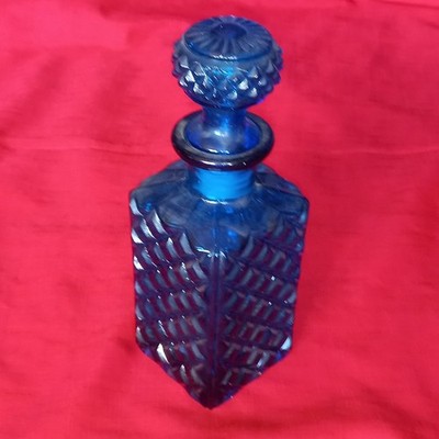 RETRO 60er JAHRE BLAUE GLAS WHISKY KARAFFE