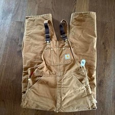 Carhartt Men's Duck Canvas Insulated Overalls Brown 36x36 Workwear USA Made