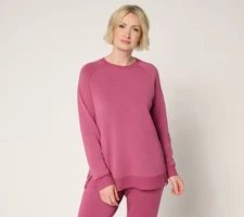 Belle by Kim Gravel Women's Top Sz L ScubaLuxe Raglan Crew Purple A695354