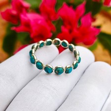 Natural Handmade Blue Copper Turquoise Sterli...