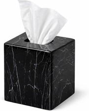 Square Resin Tissue Box Cover Decorative Facial Tissue Holder with Black