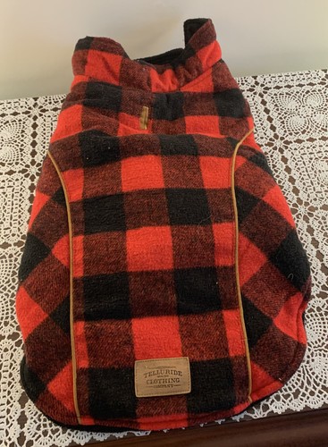 Telluride Clothing Dog Jacket Hoodie Red Black Buffalo Plaid Medium