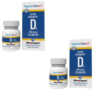 Superior Source MicroLingual Extra Strength D3 (10000IU) 100 tabs PACK OF 2