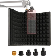 Microphone Isolation Shield, Foldable Mic Sound Absorbing Foam for Condenser Mic