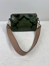 Moss Green Boho Barrel Shoulder Bag flower Stitch Small beautiful