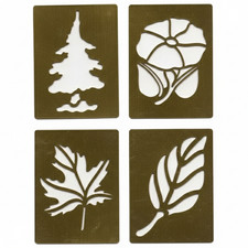 Praegeschablonen Embossing Set 4x Natur Blaetter Baum Karten Scrapbooking