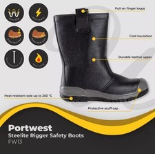 Porwest Steelite S1P CI Scuff Cap Safety Rigger Boots Black FW13 UK13 / EU48