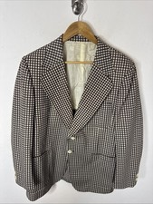Vintage 60s Men  s 42 Brown Gingham Check Blazer Mod Ivy League Sport Coat