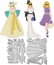2Pcs Fashion Woman Die Cut, Women Dress Cutting Dies Template Elegant Lady Carbo