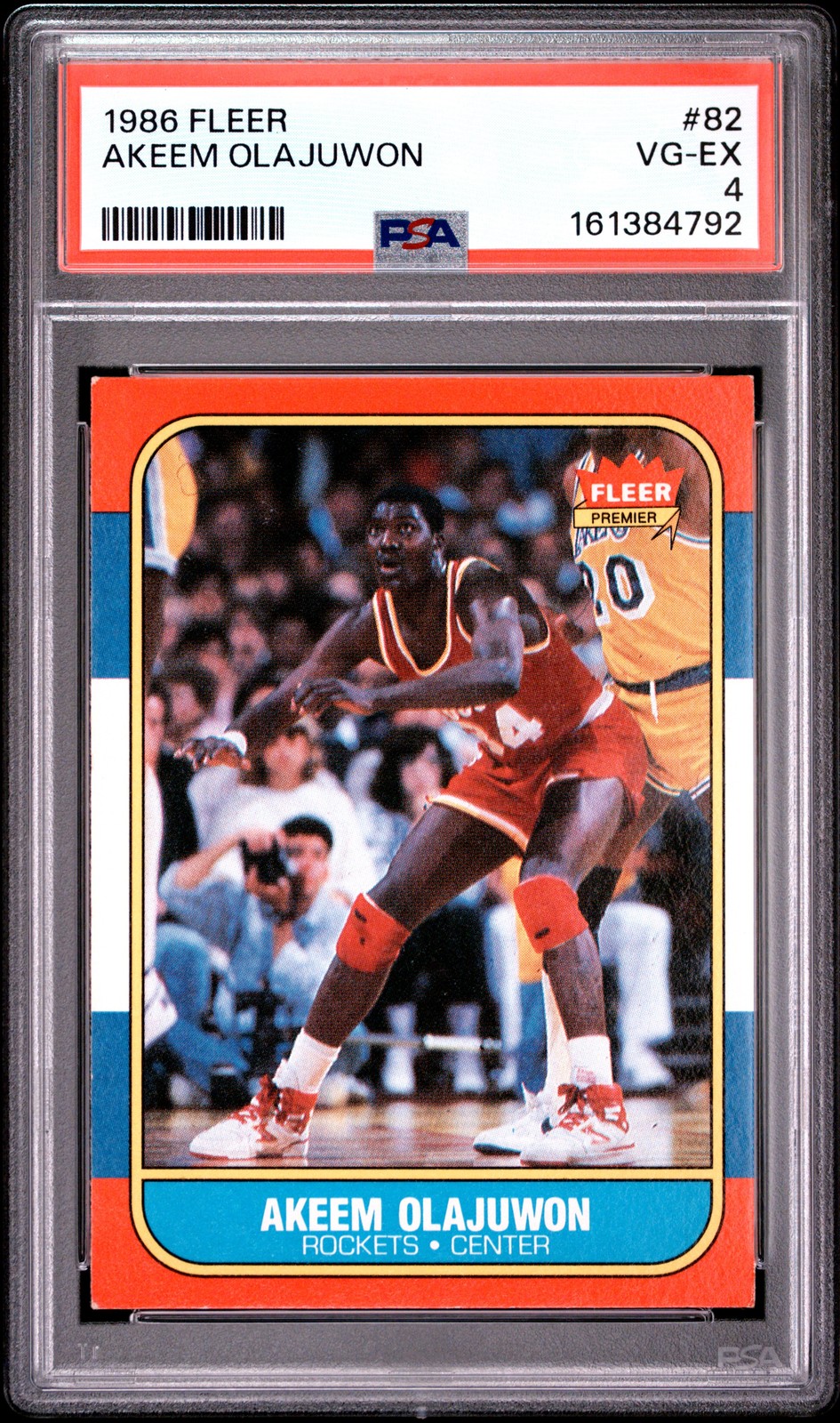 1986 FLEER #82 AKEEM OLAJUWON PSA 4