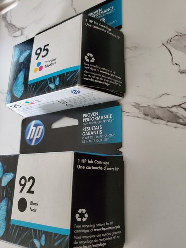 HP Ink Catridge #92 Black & 95 Tri-color Packs Exp 2017 Unopened Box - Picture 3 of 6
