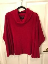 Eileen Fisher Chenille Red Cowl Neck Sweater