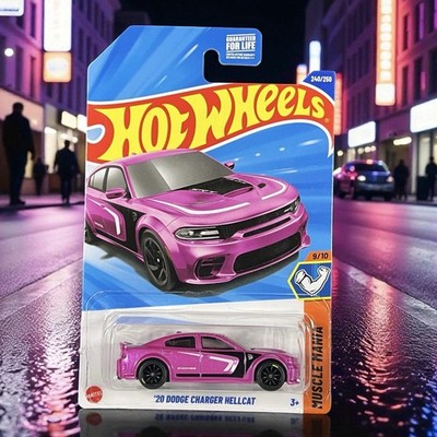 2025 Hot Wheels Custom Wheel Swap Pink  20 Dodge Charger Hellcat Muscle Mania
