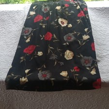 Sag Harbor Women's Floral A-Line Midi Skirt Pleated Rayon Black Size 16, 32Wx36L