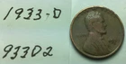 1933 - D ; Wheat penny ; Good condition #933D2