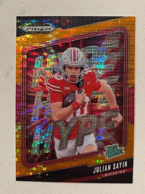 JULIAN SAYIN Ohio State 2025 Prizm Draft Picks Hype Orange Pulsar #'d 62/75