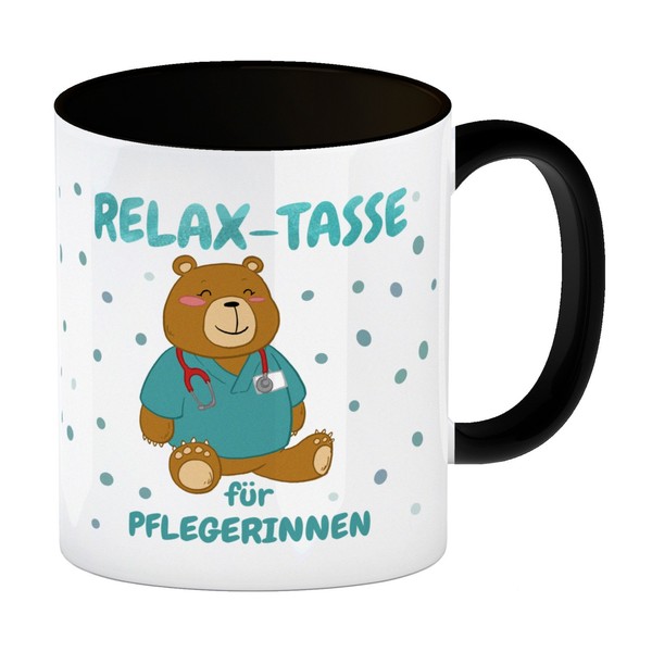 Relax Tasse FüR Pflegerinnen Kaffeebecher Schwarz Mit SüßEm BäRen-Motiv-image