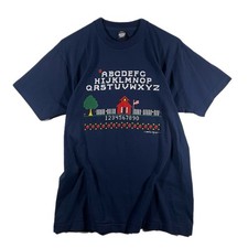 Vintage Jerzees School Teacher Single Stitch Graphic T Shirt 80s Navy Large 