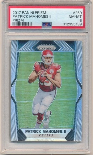 PATRICK MAHOMES 2017 PANINI PRIZM #269 RC ROOKIE SILVER PRIZMS SP PSA 8 NM-MT