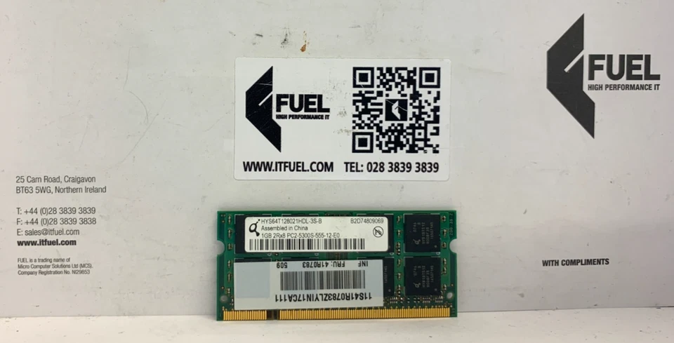 Infineon  1GB DDR2 SODIMM ram memory module 5300 -    HYS64T128021HDL-3S-B - Image 2 of 3