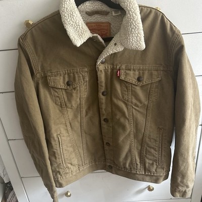 Levi Strauss & Co Sherpa Lined Trucker Jacket Brown Ivory Men's M