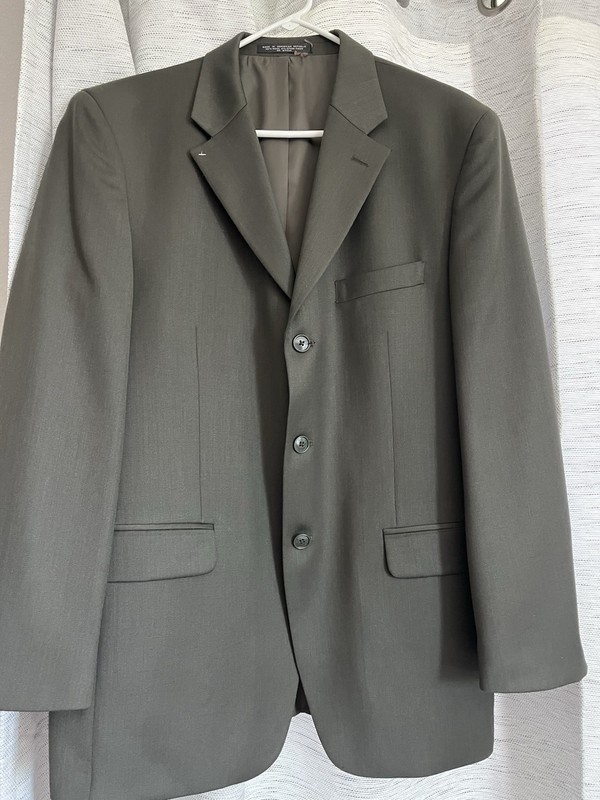 JNY Jones New York Wool  Mens Jacket Sz 40 Short  Solid Dark Green 3 Buttons