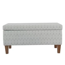 Textured Large Decorative Storage Bench, Gray and Brown, 36 x 16 x 18 inches