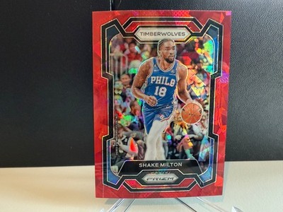 2023-24 NBA Panini Prizm Shake Milton #215 Red Cracked Ice Prizm Card
