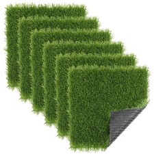 Artificial Grass Squares Mat 6 Pcs 12"x12" Outdoor Fake Grass Turf 1.2 inch G...