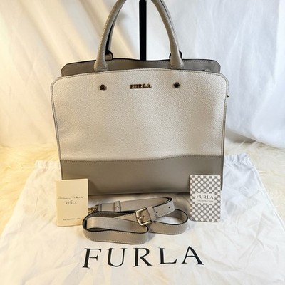 Furla  Two-Tone Satchel - Dove Grey/White - NEW w/ Dust Bag & COA