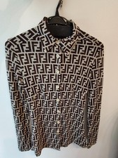 Fendi Logo Polo Shirt Zicca Long Sleeved Collared 30 Inch blouse