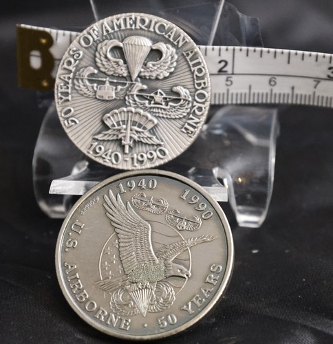 US Airborne 50 Years Challenge Coin & J Balme France Coin/Medal VERY RARE