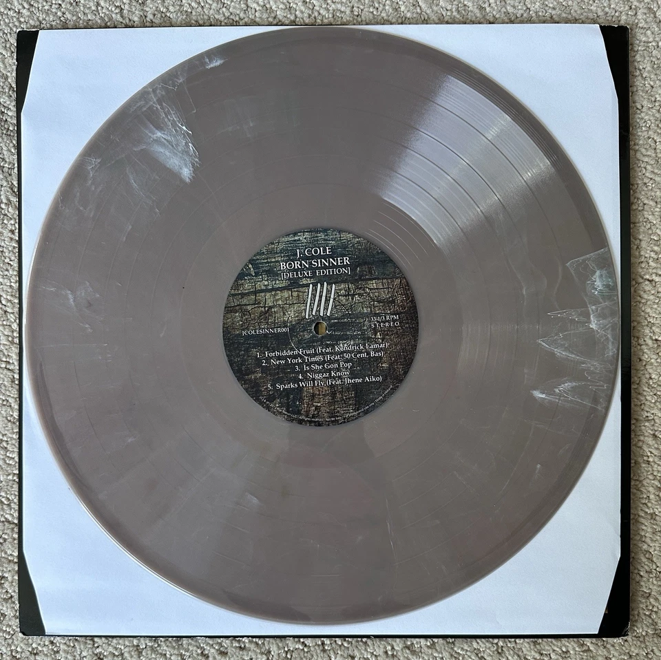 J. Cole Born Sinner Vinyl Limited Edition SIGNED LP 2013 Marble 2xLPs NM/NM RARE - Image 4 of 4