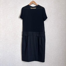 GUCCI Sheer Mixed-Fabric Dress Cashmere Silk Size 40 Black Gray Made In Italy